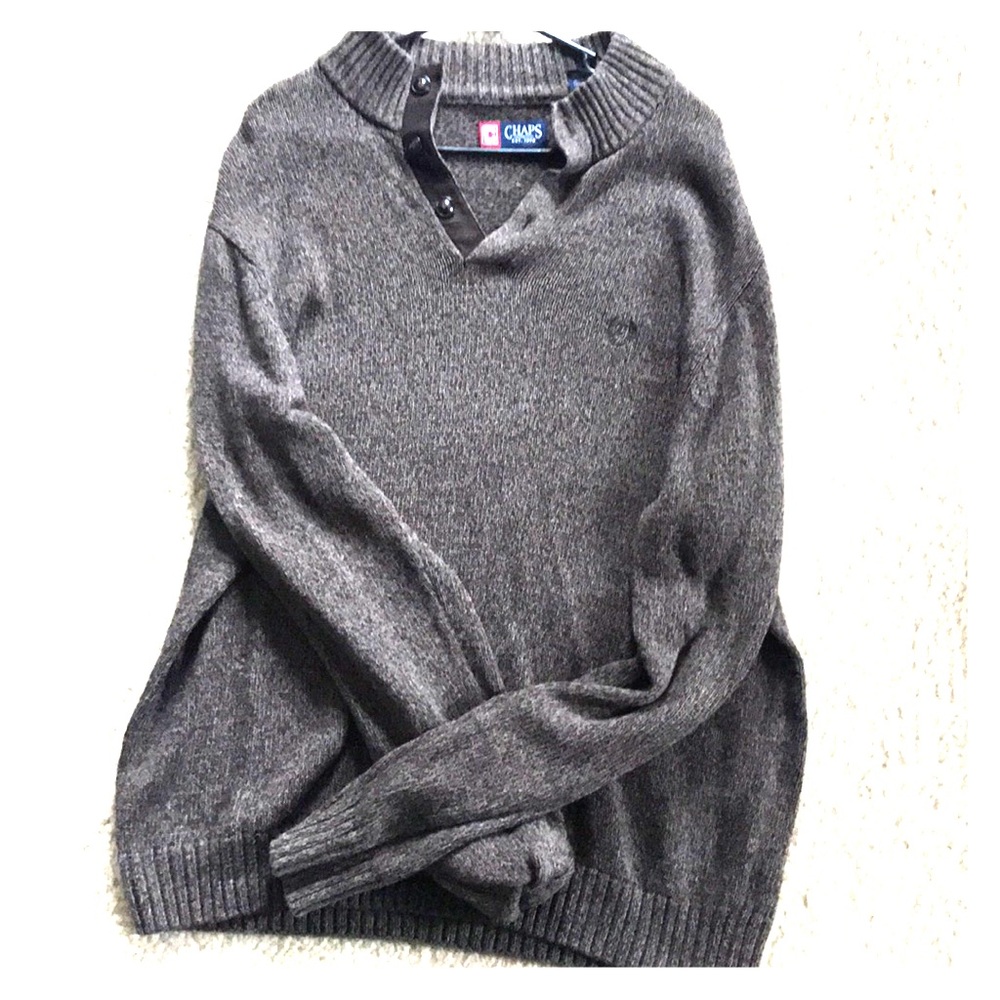 Chaps 100 % Cotton Brown Sweater